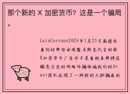 那个新的 X 加密货币？这是一个骗局。